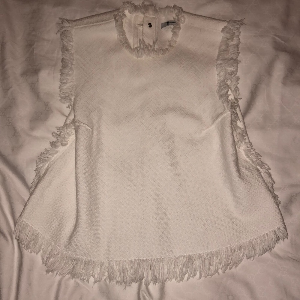T by Alexander Wang white frayed tank